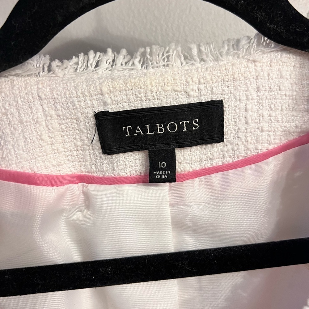 Talbots Women's Cream Textured Blazer with Colorful Embroidery - Picture 6 of 12
